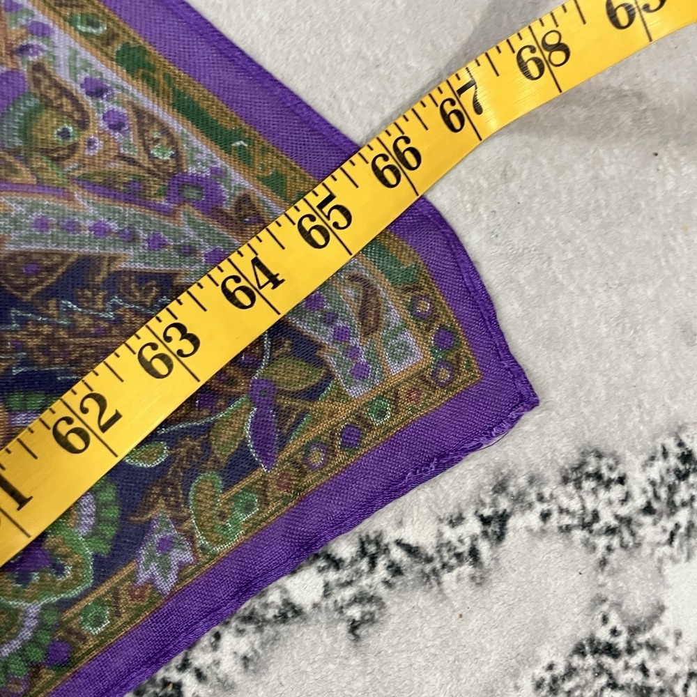 Lauren Ralph Lauren Paisley Scarf Purple Black Silk Blend Oblong Wrap - Picture 8 of 11